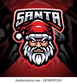 Santa head esport mascot logo design 