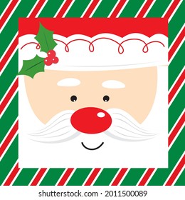 Santa head illustration for christmas greeting card, gift bag or box design