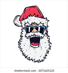 santa head illustration with happy expression