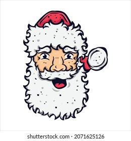 santa head illustration with happy expression