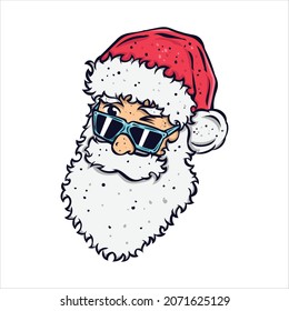 santa head illustration with happy expression