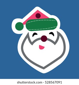 Santa head on blue background vector