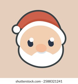 santa head with outline flat vector design.