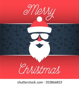 Santa hipster horizontal line red and blue