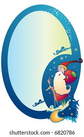 santa with his deer on the cloud
