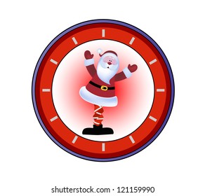 Santa with his knickers in a knot - clock behind