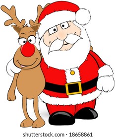 Santa and his reindeer vector.