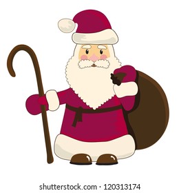 santa with his sack, vector illustration, christmas card