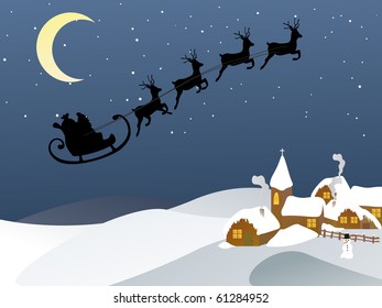 santa and his sleigh - vector