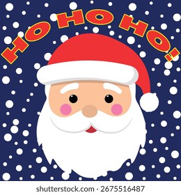 Santa con el texto de Ho Ho Ho y la nieve en el fondo, tarjeta de felicitación o diseño del Anuncio