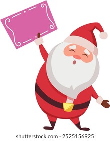 Santa hold blank banner. Decorative card template