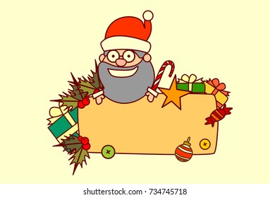 Santa Hold Empty Banner Merry Christmas And Happy New Year Concept Winter Holidays Decoration Vector Illustration
