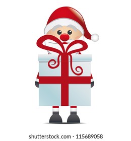 santa hold gift box with red ribbon