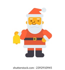 Santa holding bell and winking. Vector Illustration