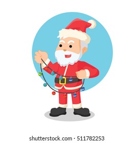 santa holding christmas light