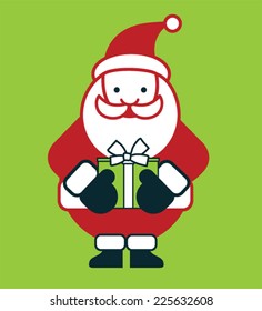 Santa holding a gift.