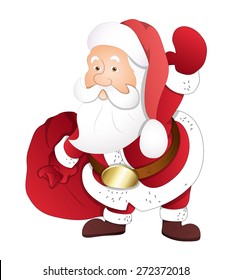 Santa Holding Gift Bag
