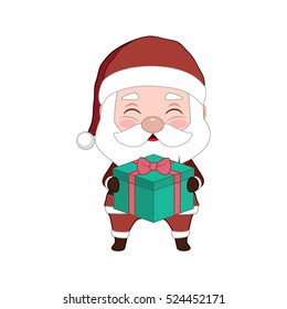 Santa holding a gift box