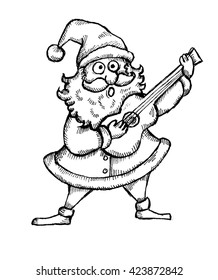 Santa holding a guitar