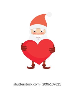 Illustration von Santa Holding Heart Flat Vektorgrafik