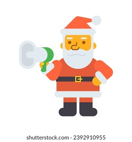 Santa sosteniendo un megáfono. Ilustración vectorial