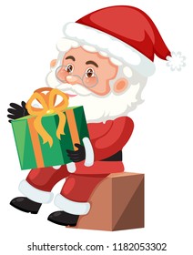 Santa holding a present
