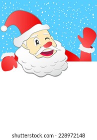santa holding with signboard