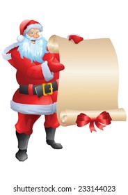 Santa holding wish list isolated