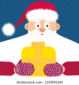 santa holds a gift