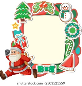 Santa and holiday icons in a frame