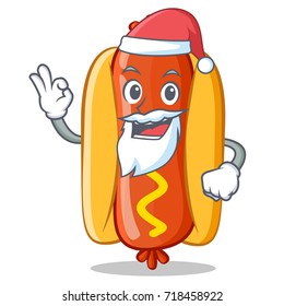 Santa Hot Dog Cartoon Character