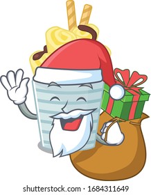 Santa ice cream banana rolls Cartoon character design with box of gift