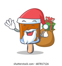 Santa ice cream character cartoon with gift