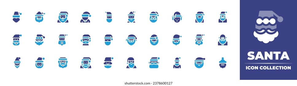 Santa icon collection. Duotone color. Vector and transparent illustration. Containing santa claus, santa hat, santa, man, elf.