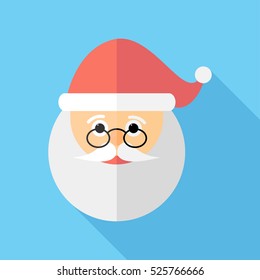 Santa icon . Flat design style modern vector illustration. Isolated on stylish color background. Flat long shadow icon. Elements in flat design.