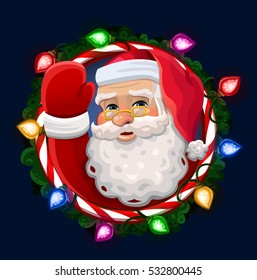 Icono Santa en el marco. Ilustración del vector