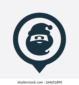 santa icon map pin on white background 