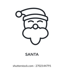 Estilo de contorno de icono de Santa. Ilustración vectorial Para El Diseño gráfico