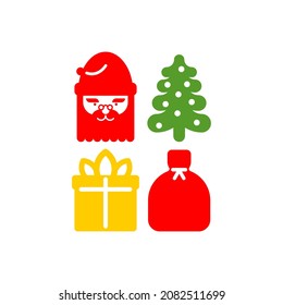 Santa icon set. Santa claus symbol new year and christmas