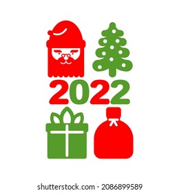 Santa icon set. Santa claus symbol new year and christmas