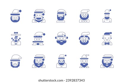 Santa icon set. Duotone style line stroke and bold. Vector illustration. Containing santa claus, santa, happy, christmas, chimney, man.