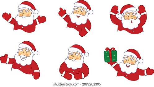 santa icon set, elements with character for advertising. new year, christmas discounts gifts