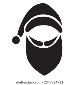 Santa icon. Sihouette with moustache and beards. Christmas elements for your festive design. Vector