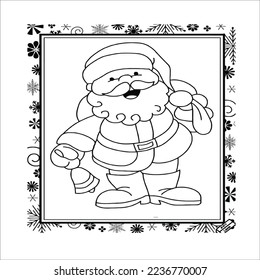 Santa illustration black and white sketch of a December man, 