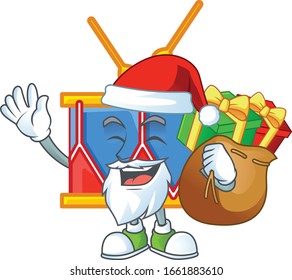 Santa independence day drum Cartoon design having a sack of gifts