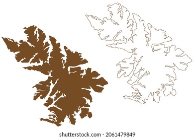 Santa Ines Insel ( Republik Chile, Süd- und Lateinamerika, Archipel Tierra del Fuego) Karte, Vektorgrafik, Skizze Santa Ines Karte