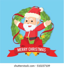 santa inside christmas wreath