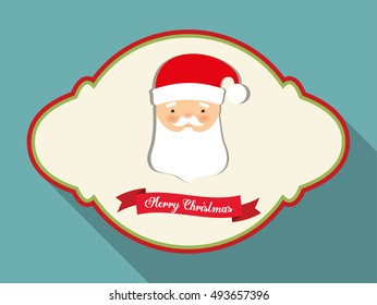 Santa inside frame icon. Merry Christmas season celebration and decoration theme. Colorful design. Vector illustration
