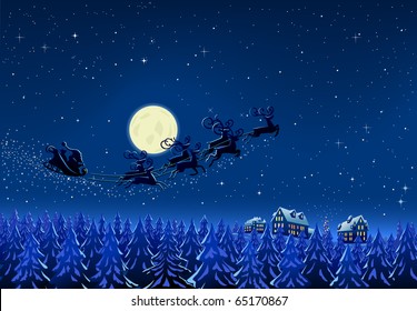 Santa Into the Winter Christmas Night