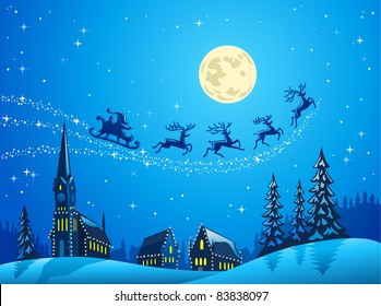 Santa Into the Winter Christmas Night